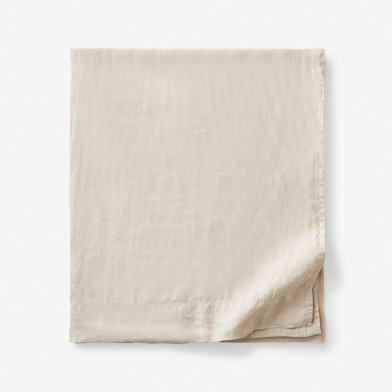 Premium Breathable Washed Linen Solid Flat Bed Sheet - Parchment, Full