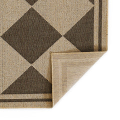 Diamond Checkered Outdoor Rug -  Black, 5' 3" x 7'