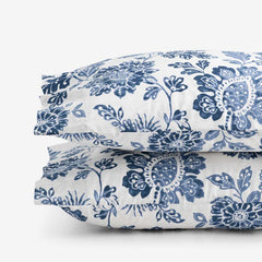 Floral Indigo Garden Classic Cool Cotton Percale Pillowcase Set - Blue, King