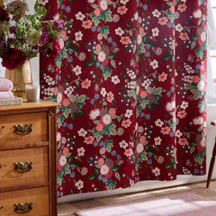 Dahlia Classic Cool Cotton Percale Shower Curtain - Dark Red