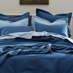 Classic Ultra-Cozy Cotton Velvet Flannel Flat Bed Sheet - Slate Blue, King/Cal. King