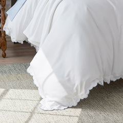 Embroidered Scallop Classic Smooth Sateen Solid Bed Sheet Set - Light Blue, King