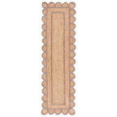 Scallop Border Handwoven Jute Rug - Gray, 2' 3" x 8' Runner