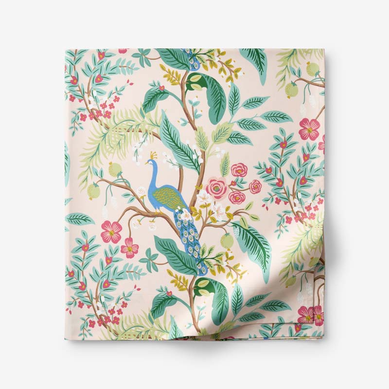 Peacock Classic Smooth Sateen Flat Bed Sheet - Blush, Twin/Twin XL