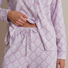 Printed Pima Cotton Women's Button-Down Pajama Set - Lisbon Mauve, M