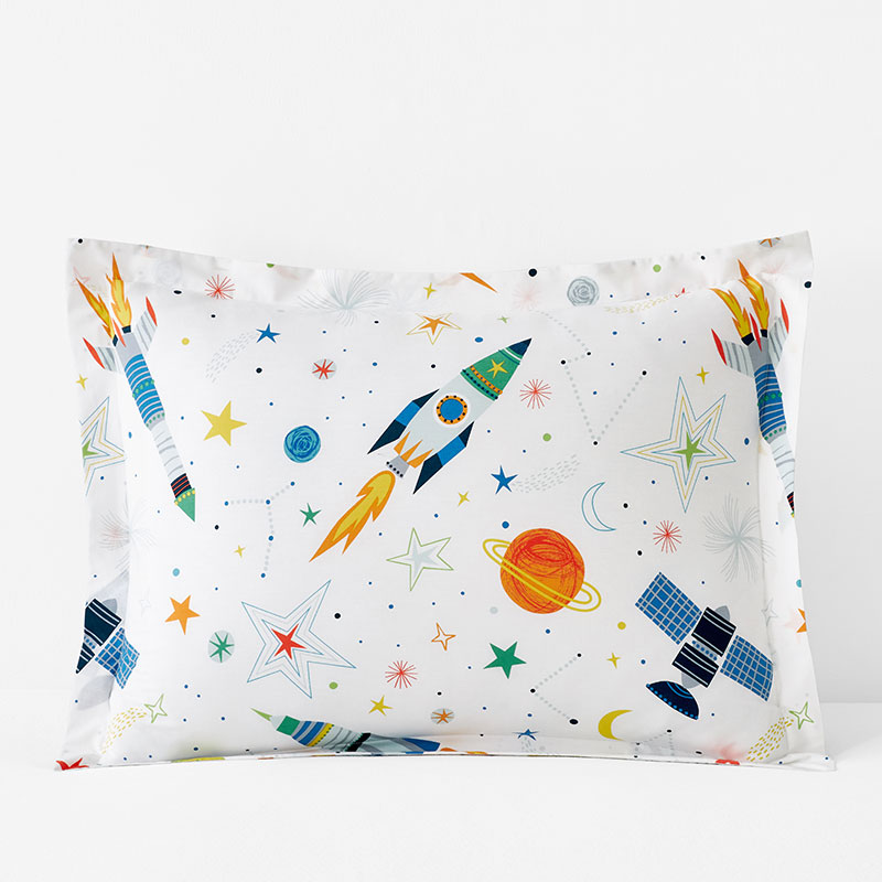 Outerspace Classic Cool Organic Cotton Percale Sham - White Multi, Standard