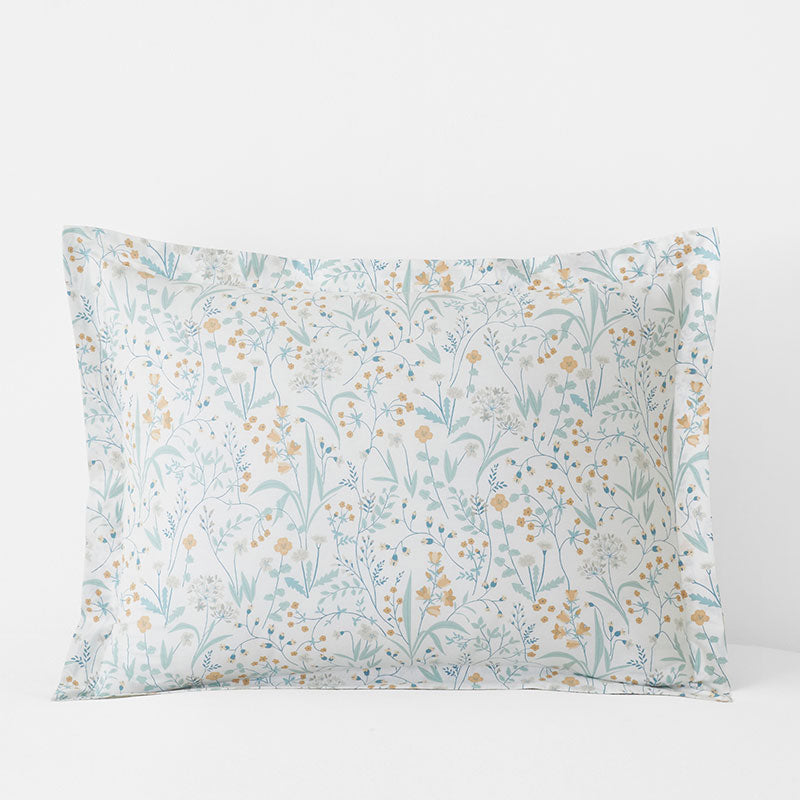 Clemencia Classic Cool Cotton Percale Sham - Mini Floral Pale Blue, Standard