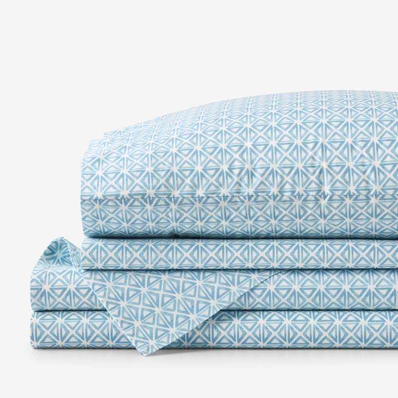 Idril Classic Cool Cotton Percale Bed Sheet Set - Geo, Queen