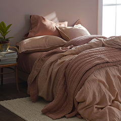 Premium Breathable Washed Linen Solid Flat Bed Sheet - Light Clay, Twin/Twin XL