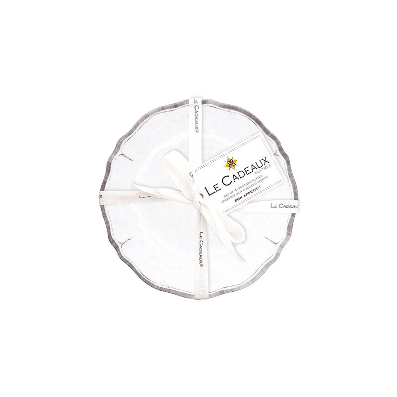 Rustica Antique White Melamine Appetizer Plates, Set of 4 - White