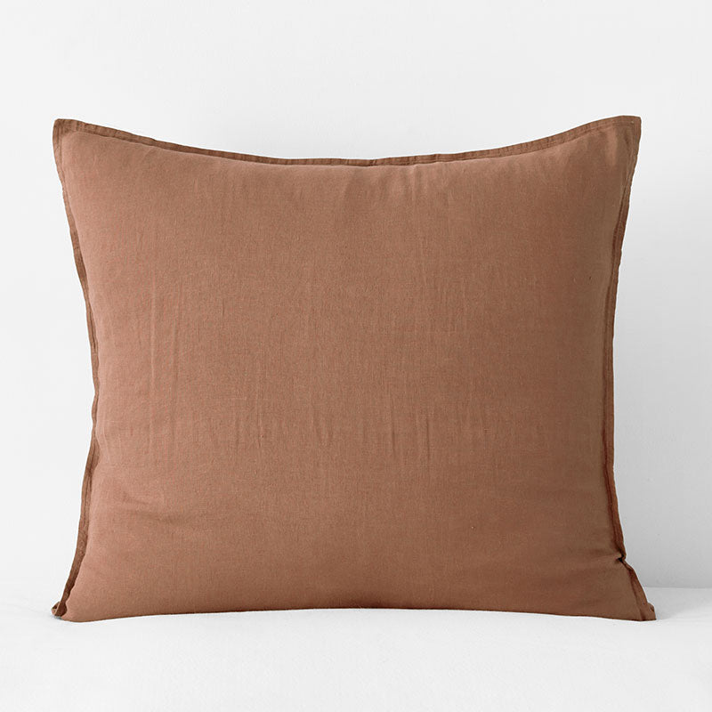 Premium Breathable Washed Linen Solid Sham - Terracotta, Euro