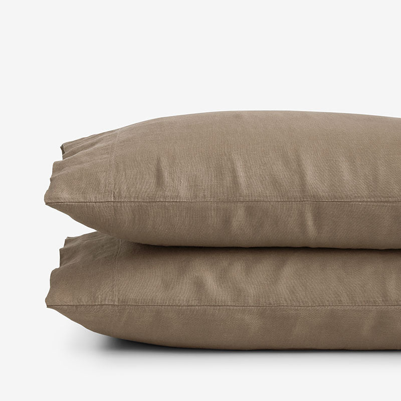 Premium Breathable Washed Linen Solid Pillowcase Set - Pine Bark, Standard