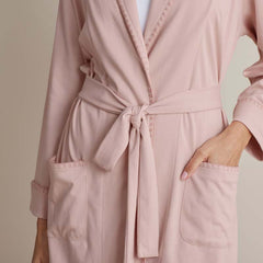 Peruvian Cotton Embroidered Women's Robe - Blush, XL