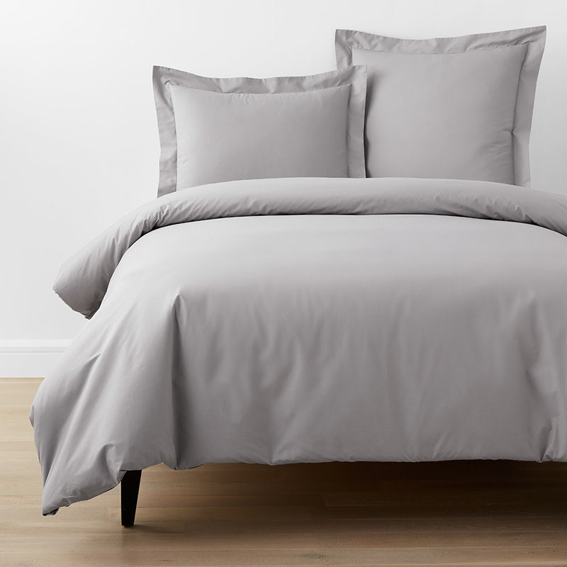 Classic Cool Organic Cotton Percale Solid Duvet Cover - Gray, Full/Queen