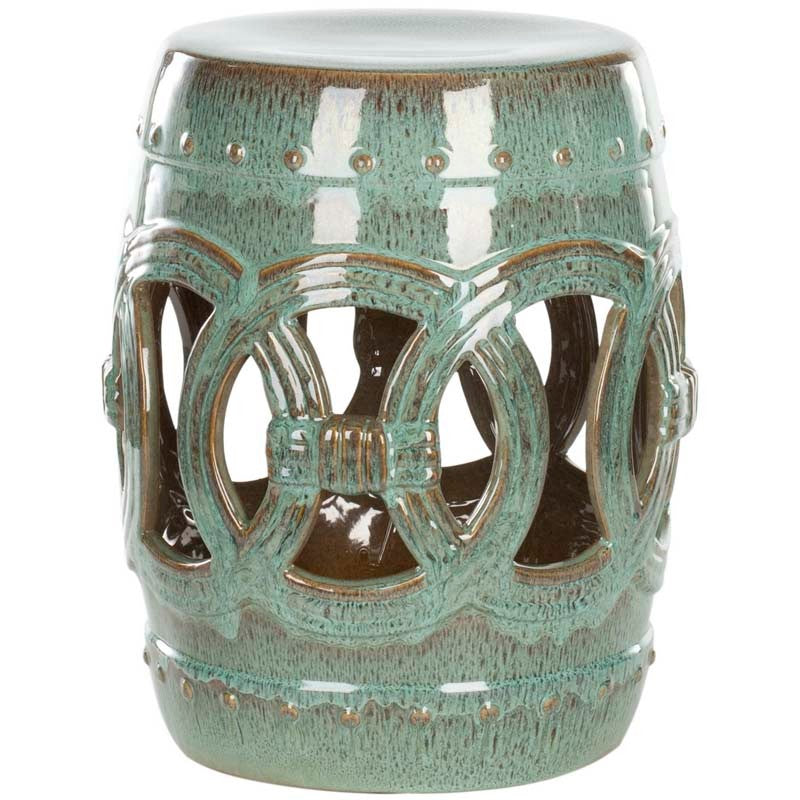 Ceramic Double Coin Side Table - Turquoise