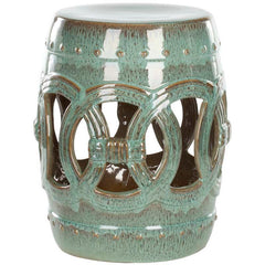 Ceramic Double Coin Side Table - Turquoise
