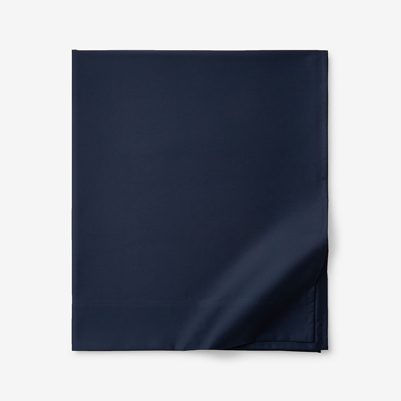 Premium Smooth Supima® Cotton Wrinkle-Free Sateen Flat Bed Sheet - Navy, King/Cal. King