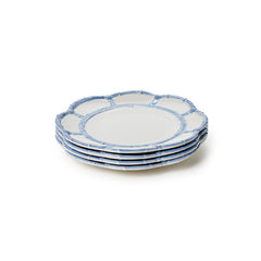 Faux Bamboo Border Melamine Salad Plates, Set of 4 - Light Blue