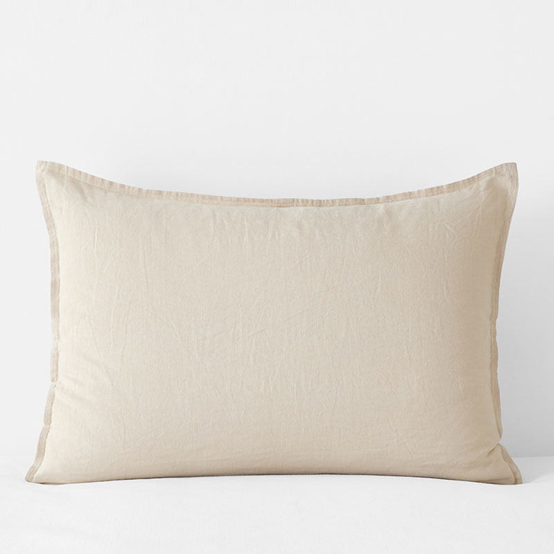 Premium Breathable Washed Linen Solid Sham - Parchment, King