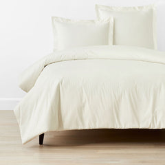Classic Cool Cotton Percale Bed Duvet Cover - Cream, Full/Queen