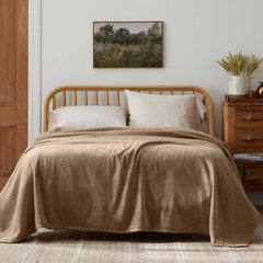 Cotton/Acrylic Fleece Blanket - Gold, Full/Queen