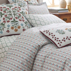 Delphine Classic Cool Cotton Percale Duvet Cover - Ivory Multi, Full