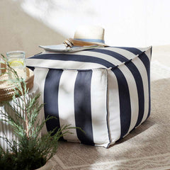 Indoor/Outdoor Pouf - Cabana Midnight, Medium