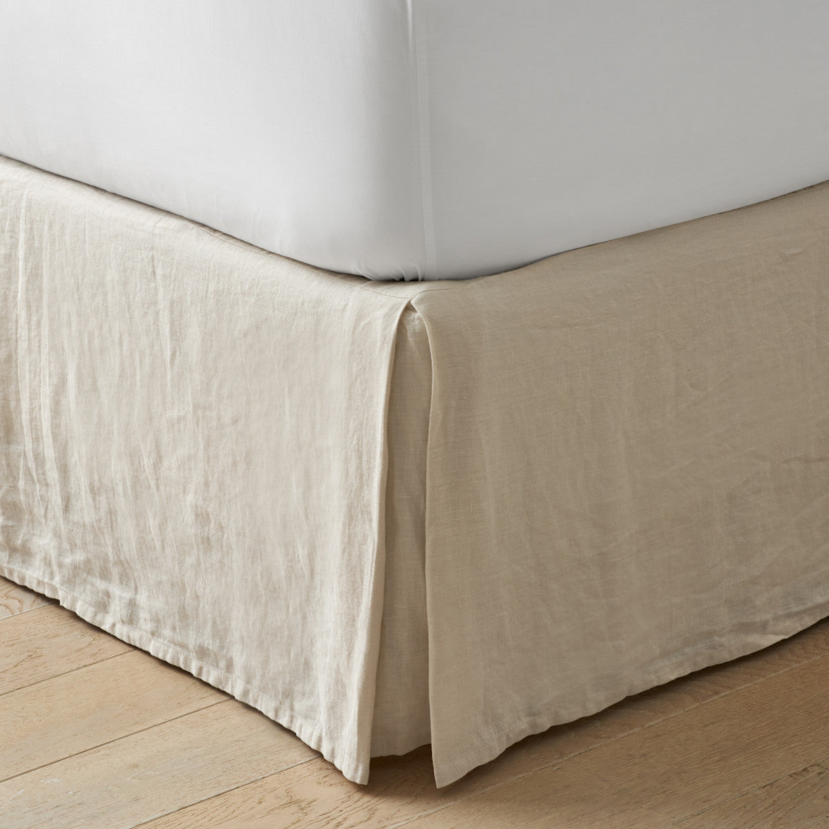 Premium Breathable Washed Linen Solid Bed Skirt - Parchment, Queen