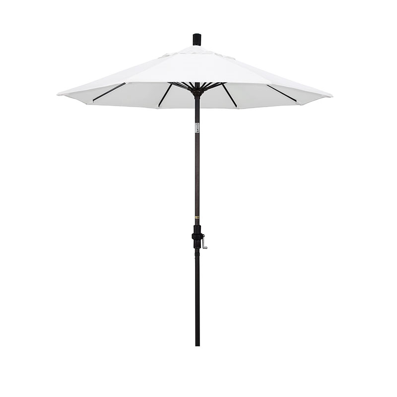 Round Outdoor Patio Umbrella, Fiberglass with Twist Tilt - Bronze Finish, Natural, 7.5'