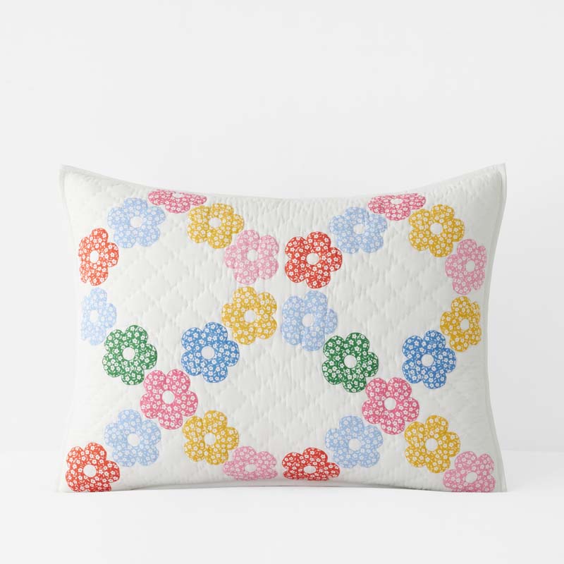 Daisy Patch Quilted Sham - White Multi, Standard