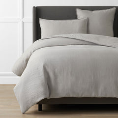 Premium Breathable Washed Linen Solid Duvet Cover - Light Gray, King/Cal King