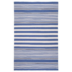 Rugby Stripe Denim Handwoven Indoor/Outdoor Rug - Denim, 8' x 10'