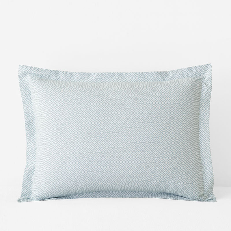Clemencia Classic Cool Cotton Percale Sham - Geo Pale Blue, Standard