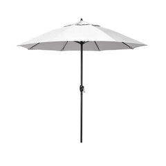 Round Outdoor Patio Umbrella, Aluminum with Auto Tilt Crank - Black Finish, Natural, 7.5'