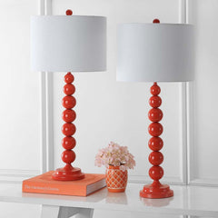 Beaded Table Lamp, Set of 2 - Red