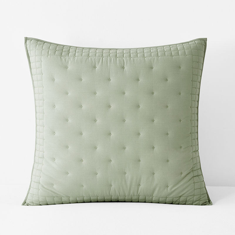 Pintuck Quilted Sham - Light Sage, Euro