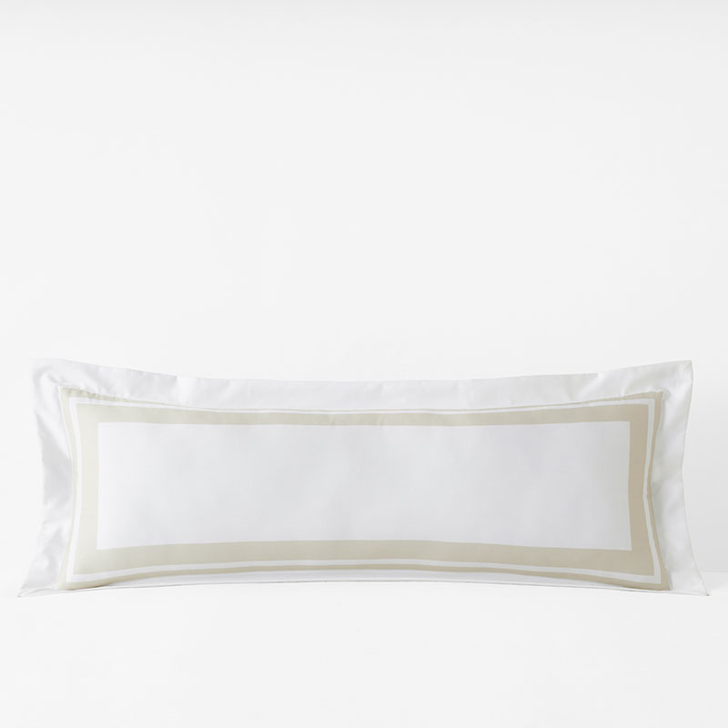 Double Border Premium Smooth Supima® Cotton Wrinkle-Free Sateen Sham - Ivory, Lumbar