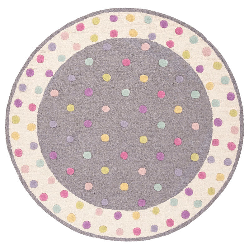 Dotted Stripe Hand Tufted Wool Rug - Gray Multi, 5' x 5' Round