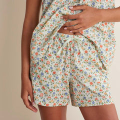 Printed Voile Women's Babydoll Shorts Set - Meadow Song, S