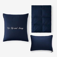 Premium Travel Pillow Throw Set - Navy
