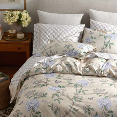 Peony Garden Premium Smooth Wrinkle-Free Sateen Pillowcase Set - Beige Tan, King