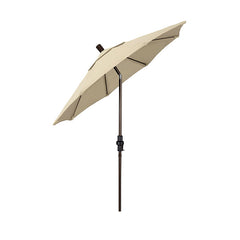 Round Outdoor Patio Umbrella, Fiberglass with Twist Tilt - Bronze Finish, Antique Beige, 7.5'