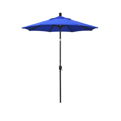 6' Round Outdoor Patio Umbrella, Aluminum with Push Button Tilt - Black Finish, Pacific Blue