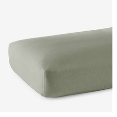Premium Breathable Washed Linen Solid Fitted Bed Sheet - Moss Green, Twin