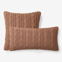 Chunky Cable Knit Decorative Pillow Cover - Caramel