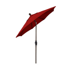 Round Outdoor Patio Umbrella, Fiberglass with Twist Tilt - Bronze Finish, Jockey Red, 7.5'