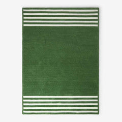 Chenille Border Stripe Handwoven Reversible Rug - Moss Green, 5' x 7'