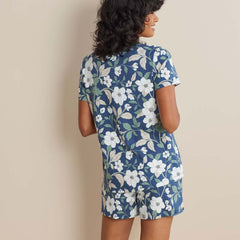 Printed Pima Cotton Women's Shorts Set - Twilight Blossom, XXL