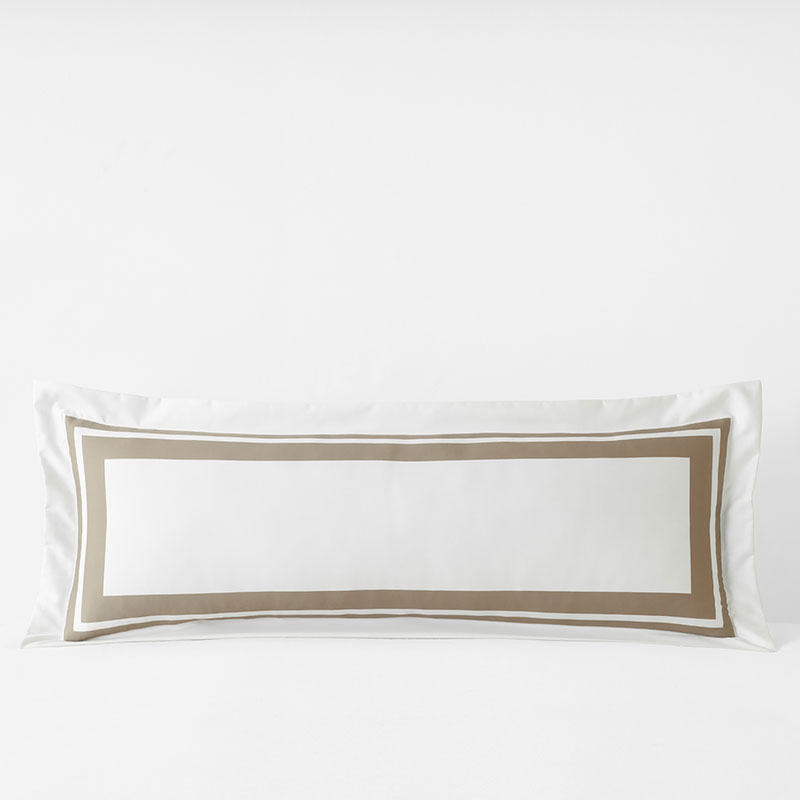 Double Border Premium Smooth Supima® Cotton Wrinkle-Free Sateen Sham - Light Birch, Lumbar