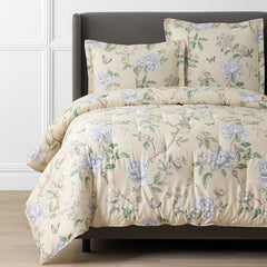 Peony Garden Premium Smooth Wrinkle-Free Sateen Comforter - Beige Tan, Full/Queen